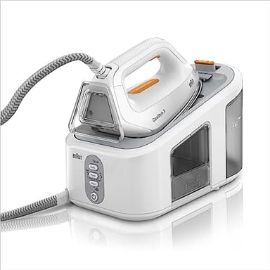 Braun CareStyle 3 Dampfbügelstation IS 3132 WH - mit FreeGlide 3D Bügelsohle, Pumpendruck 6 bar, großer 2 L Wassertank, Eco-Funktion, weiß/orange