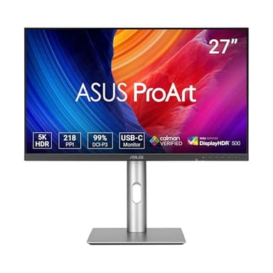 ASUS ProArt PA27JCV - 27 Zoll 5K Professioneller Monitor - 16:9, 5120 x 2880, 10-bit, LuxPixel AGLR, Auto KVM, ergonomisch, Calman, DisplayHDR 500 - DisplayPort, HDMI, 96W USB-C, USB-Hub, Speaker