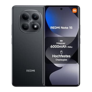 XIAOMI Redmi Note 15 Smartphone (8+128 GB) – 6000-mAh-Akku, wassergeschützt, 108-MP-Kamera, 6,77" FHD+ Display, Schwarz, 2 Jahre Garantie
