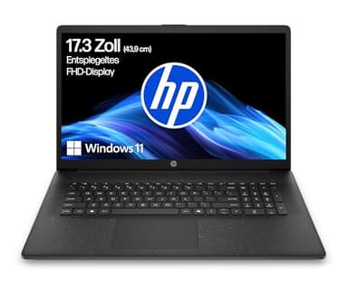 HP Laptop mit 17,3" FHD Display, AMD Ryzen 5 7520U, 8 GB DDR5 RAM, 512 GB SSD, AMD Radeon-Grafik, Windows 11, QWERTZ, Schwarz inkl. 25 GB Dropbox-Speicher für 12 Monate