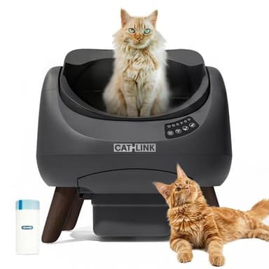 CATLINK Selbstreinigende Katzentoilette, Katzenklo XXL mit offenem Top-Design, 5 GHz WLAN, 12L Großvolumen, Für alle Streuarten, Ideal für Mehrkatzenhaushalte(Grau)