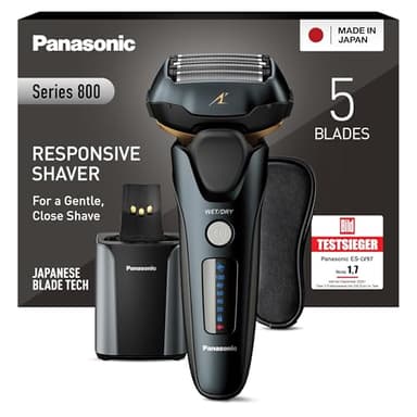 Panasonic Series 800 ES-LV97 Nass/Trocken-Rasierer, 5-fach-Scherkopf mit Linearmotor, inklusiv Reinigungs- und Ladestation, schwarz