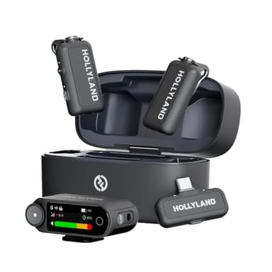 Hollyland Lark Max 2, Kabelloses Lavalier Mikrofon, AI-Rauschunterdrückung, 32-Bit-Audio mit voller Kette (340 m), Wireless Bluetooth Mikrofon für iPhone, Android, Kamera (Combo-Gray)
