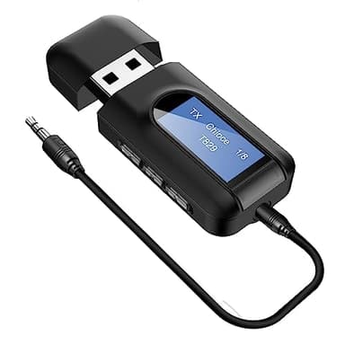 USB Bluetooth Adapter Audio für TV zu Kopfhörer, 2 in 1 Bluetooth 5.0 Sender Empfänger, Wireless Transmitter Klinke 3,5mm AUX für Lautsprecher, Auto, TV, PC