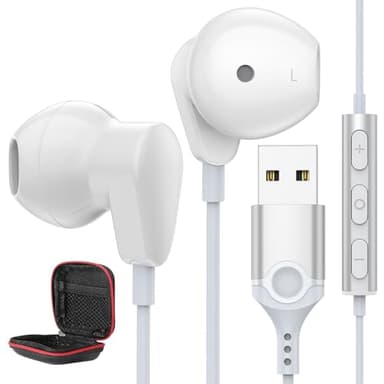 Headset USB mit Mikrofon,Leichte Gaming Kopfhörer USB,Gaming Laptop Kopfhörer PC mit Geräuschunterdrückung und Mikrofonen,In Ear Kopfhörer mit Audiosteuerung für Live-Streaming PS 4 5 Büro Chromebook