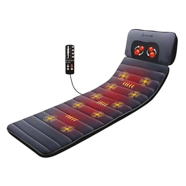 COMFIER Massagematte mit Wärmefunktion, Massagesitzauflage mit 10 Vibrationsmotoren und 4 Heizkissen, elektrisches Ganzkörpermassagematte, Nacken und Schulter-Rückenmassagegerät