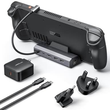 JSAUX Docking Station mit 65W Ladegerät, kompatibel mit Steam Deck OLED/ROG Ally X/Legion Go (S), 5-in-1 Dock mit HDMI 4K@120Hz, 100 Mbit/s Ethernet, USB 2.0 und 100W Ladeunterstützung – HB0602