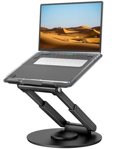 Laptop Ständer Höhenverstellbar mit 360° Drehbarer Basis, Ergonomisch Laptopständer, Laptop Erhoehung Fuer Schreibtisch, Standing Laptop Stand Computer Ständer mit MacBook Pro, Laptops 10–17"-Schwarz