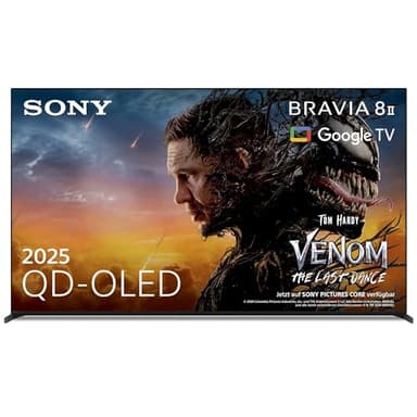 Sony BRAVIA 8 II - QD-OLED, AI XR Processor, Acoustic Surface Audio+, Dolby Vision/Atmos, IMAX Enhanced, Google TV (2025), Google Cast, Apple AirPlay 2, Eco Dashboard 2, Game Menu 2 (65, Zoll)