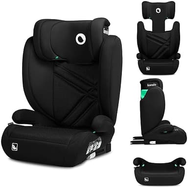 Lionelo Hugo i-Size Kinderautositz Gruppe 2/3, 100–150 cm, 3–12 Jahre, Kindersitz mit ISOFIX oder Sicherheitsgurt, 8-fach verstellbare Kopfstütze mit Memory-Schaum, Seitenaufprallschutz