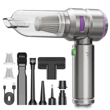 KITBEZN Handstaubsauger, 26000PA Handstaubsauger Akku Kabellos, 4-in-1 Autostaubsauger Stark, 3-Gang Mini Staubsauger mit Bürstenloser Motor per Auto, Haus, Tierhaare, Sofa Reinigung
