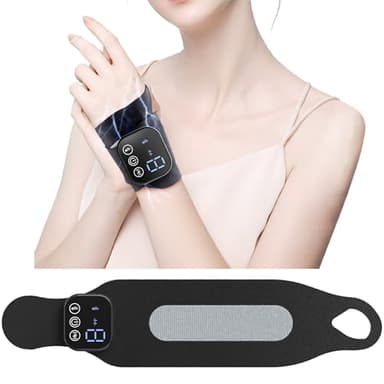 EMS Handgelenkmassagegerät Handmassagegerät mit Wärme, TENS Gerät für Sehnenscheidenentzündung & Karpaltunnelsyndrom,Handschmerzen lindern, Für Sport, Hausarbeit, Körperliche Arbeit, Schwarz