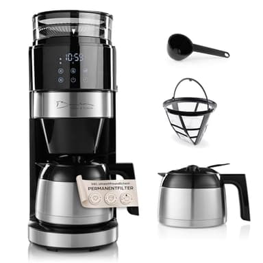 Barista Kaffeemaschine mit digitalem Touch-Display 800W schwarz mit Mahlwerk + Isolierkanne