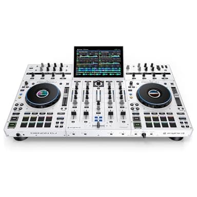 Denon DJ PRIME 4+ WHITE DJ-Controller mit Stem-Trennung auf 4 Decks, WLAN-Streaming, Drop Sampler Mixer, 10.1-Zoll Touchscreen, Beleuchtungssteuerung, Weiß