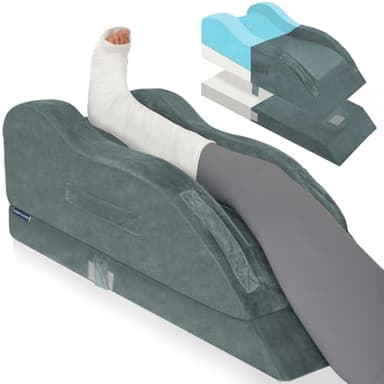 KingPavonini Verstellbare Venenkissen Beinhochlagerungskissen nach Operation, ergonomische Kurve für gerades Knie, Beinkissen aus Memory-Schaumstoff, lindert Schwellungen und Schmerzen (EIN Bein)