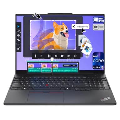 Lenovo ThinkPad E16 Gen 2 Business Laptop, Intel Core Ultra 5-125H, 16 GB DDR5 RAM, 512 GB PCIe SSD, 16" FHD+ Display, Integrated Intel Arc Graphics, Backlit QWERTZ Tastatur, Windows 11 Pro, Black