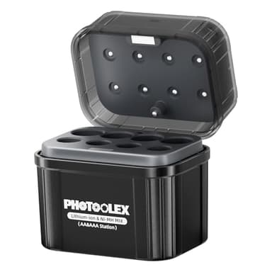 PHOTOOLEX AA/AAA Akku-Ladegerät für NiMH und Lithium Akkus, wiederaufladbares Batterie-Hybrid-Ladegerät mit intelligenter LED-Anzeige, 4 AA und 4 AAA Ladeplätzen und Schnellladefunktion