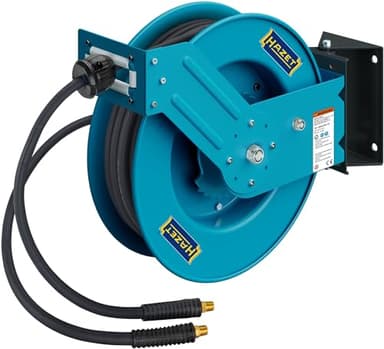 HAZET offener Schlauchaufroller 9040OS-10,20 Meter,10 mm, Max. 20 bar,Stahlausführung,Automatischer Rücklauf,Schwenkbare Basis,Inkl. Montageoptionen, Anschlusslänge 2 Meter