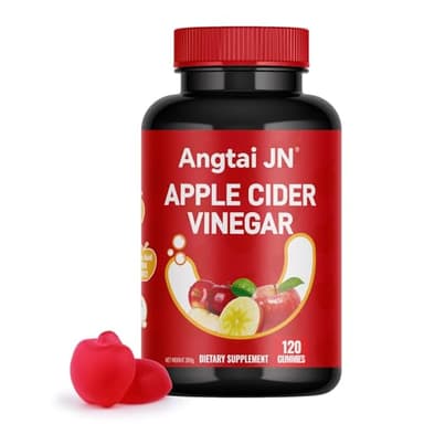 Angtai JN Apfelessig Gummibärchen, Apfelcidervinegargummis mit Vitaminen | Energie-Boost & Verdauungsförderung | 120 vegane Gummis pro Flasche-60 Tage | Ohne Gluten, gentechnikfrei
