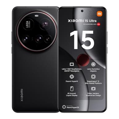 XIAOMI 15 Ultra Smartphone, 16+512GB, Schwarz, Handy ohne Vertrag, 100mm 200MP Leica Kamera, 120Hz WQHD+ AMOLED Display, Snapdragon 8 Elite, 5410mAh, 90W HyperCharge, Hyper AI, Dual-SIM