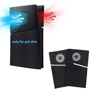 Mcbazel PS5 Slim Frontplattenersatz Faceplates Dauerhafte ABS Schutzersatzabdeckung mit Kühlungsventilzubehör für PlayStation 5 Slim Digital Edition -Schwarz(Nicht für PS5/PS5 Pro)