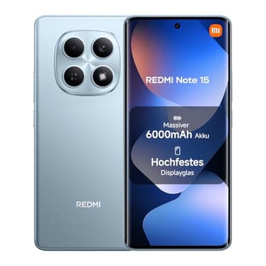 XIAOMI Redmi Note 15 Smartphone (8+128 GB) – 6000-mAh-Akku, wassergeschützt, 108-MP-Kamera, 6,77" FHD+ Display, Gletscherblau, 2 Jahre Garantie
