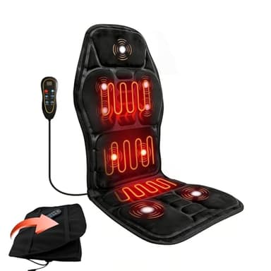 WERTYI Massagesitzauflage mit Wärmefunktion, Massagematte mit Vibration für Rücken und Nacken, Elektrisches Ganzkörpermassagematte, Rückenmassagegerät für Stühle, Rückenmassagegerät für Hause Büro