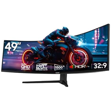 Gawfolk 49 Zoll Curved Gaming Monitor, 1500R PC Bildschirm 120Hz DQHD 5120 * 1440p, Computerbildschirm mit FreeSync VA-Panel, HDMI 2.0, unterstützt VESA