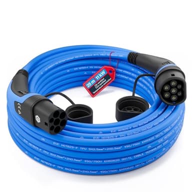 TEUTSCHTECH, Typ 2 Ladekabel – 25m 11 kW 16 A 3-phasig Mode 3 – EV Ladekabel für Wallbox & Ladestation – Elektroauto & Plug-in Hybrid – mit integrierter Temperaturüberwachung für erhöhten Brandschutz