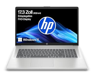 HP Laptop mit 17,3" FHD Display, Intel Core i7-1355U, 16 GB DDR4 RAM, 1 TB SSD, Intel Iris Grafik, Windows 11, QWERTZ, Silber inkl. 25 GB Dropbox-Speicher für 12 Monate