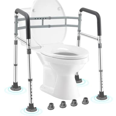 Toiletten Sicherheitsgeländer Aufstehhilfe 150 KG, Toilettensitz mit rutschfesten Griffen für Senioren, Behinderte, WC-Hilfegriffe, Faltbar