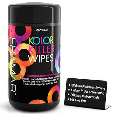 FRAMAR Haarfarbe Entferner Gefärbte Haare - Farbentferner Haarfarbe, Haarfarbenentferner Für Gefärbte Haare, Color Remover Haare, Haare Färben Zubehör, Haarentfärber, Hair Color Remover - 100 Tücher