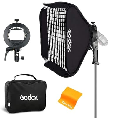 Godox S2 60x60cm Bowens Mount Bracket Softbox mit faltbarer Honeycomb Grid Softbox 24x24inch für Godox V1 AD400Pro AD200Pro AD200 V860II TT685 TT600 TT350 Flash Speedlite