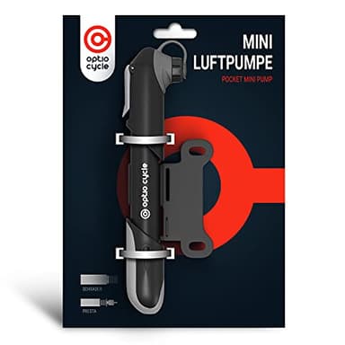 Mini Fahrradpumpe 120 PSI / 8,3 Bar – Kompakte Rahmenpumpe Kunststoff mit Halterung | Handpumpe Fahrradpumpe Alle Ventile | Kleine Luftpumpe für Rennrad, MTB, E-Bike | Portable Fahrrad Pumpe Klein