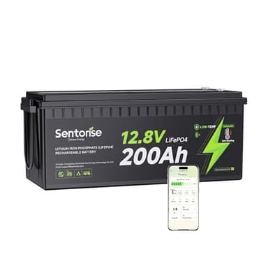 SENTORISE 12V 200Ah LiFePO4 Lithium Batterie, Mit Bluetooth Überwachung, Selbstbeheizung, Untertemperaturschutz, Und 200A BMS Batterien für RV Camping Car, Solarpanel, Golfwagen, Home Off-Grid-System