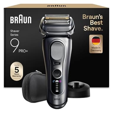 Braun Series 9 PRO+ Rasierer Herren Elektrisch, 5+1 Ultradünne Klingen, Elektrorasierer, Rasierapparat mit 60 min Akku, Ladeständer, Nass- und Trockenrasierer, Made in Germany, 9617si, Silber