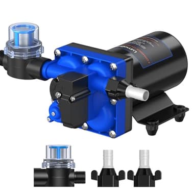 LumaBrite Wasserpumpe 12V Druckwasserpumpe, 6.0 GPM 70 PSI Wasserpumpe Selbstansaugend mit Druckschalter Wohnwagen 12v Membranpumpe für Camping Gartenbewässerung, Boote