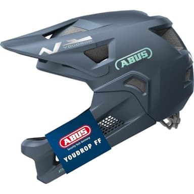 ABUS MTB-Helm YouDrop FF - Fullface-Helm für Kinder und Jugendliche - für den Einstieg in den Mountainbikesport - mit abnehmbarem Kinnschutz - Blau, Größe S