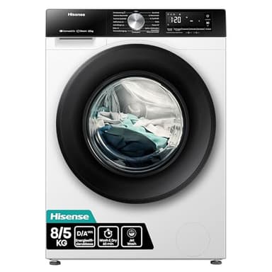 Hisense WD3S8043BW3 Waschtrockner/ConnectLife /16 Programme /8 KG, 54 Liter /1400 U/min/Dampffunktion/JetWash/Anti-Allergie Program/Auto Program/Eco Wash/Steam RefreshWeiß