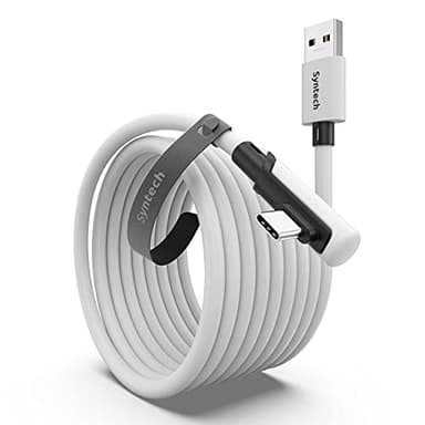 Syntech Link Kabel 5M, Kompatibel mit Oculus Meta Quest 3/3S, Quest2/1/Pro und Pico 4, PC Steam VR Zubehör, High Speed Datenübertragung, USB 3.0 zu USB C Kabel für VR und Gaming PC, Weiß