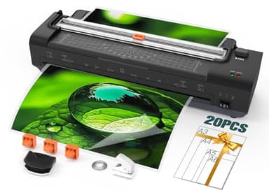 OidoZac A3 Laminiergerät mit 20 Laminierfolien – Heiß und Kalt Foliergerät für A3 A4 A5 A6 mit Papierschneider und Eckenabrunder für Büro, Schule, Geschäft und Zuhause, Schwarz