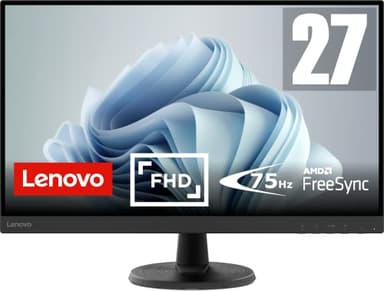 Lenovo D27-45 Monitor | 27" Full HD Monitor | 1920x1080 | 75Hz | 250 nits | 4ms Reaktionszeit | VA-Panel | HDMI | VGA | AMD Radeon FreeSync | entspiegelt | 4,6kg | schwarz