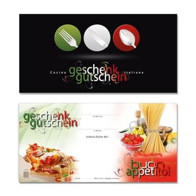 GESCHENKGUTSCHEINcom by POS-HAUER. 100 Gutscheine, blanko zum selbst Ausfüllen. Für Pizzeria Gastronomie Pizzeria.