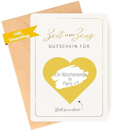 Zeit statt Zeug Gutschein zum selber ausfüllen - Karte mit Rubbelaufkleber zum beschriften - Rubbelkarte als Geburtstagskarte oder Gutscheinkarte zum Valentinstag - Gutschein für gemeinsame Zeit