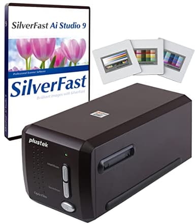 Plustek OpticFilm 8300i Ai - Digital Film- und Diascanner, Konvertiert 35mm Negativ und Dia, inkl. SilverFast Ai Studio 9 und Erweiterte IT8 Farbkalibrierung Targets(3 Dia)