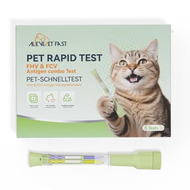 AlievePet Schnelltest Katzen Home Test, 5 Tests Katzen Feline Calicivirus FCV Ag + Feline Herpesvirus FHV Ag, Cat Pet Rapid Haustier Gesundheit Testkit gegen Katzenschnupfen durchfall