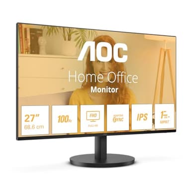 AOC 27B3HA2 - 27 Zoll Full HD Monitor, schlanker Rahmen, eingeb. Lautsprecher (1920x1080, 100 Hz, VGA, HDMI 1.4) schwarz