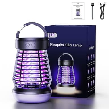Insektenvernichter Elektrisch, 2 In 1 Mückenlampe Akku, Mückenfalle Elektrisch, Fliegenfalle Elektrisch USB, 360° UV Mückenvernichter Lampe Für Küche Innen Außen Camping (Wiederaufladbar, schwarz)