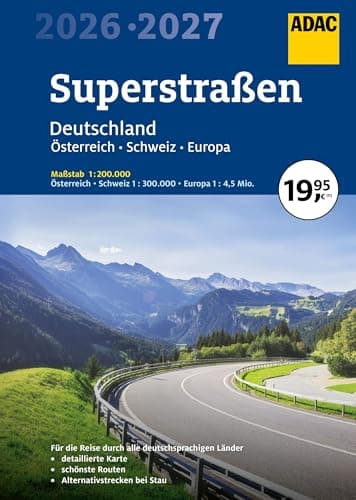 ADAC Superstraßen Autoatlas 2026/2027 Deutschland 1:200.000, Österreich, Schweiz 1:300.000 mit Europa 1:4,5 Mio.: Straßenatlas mit praktischer Spiralbindung (ADAC Atlas)