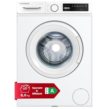 Telefunken Waschmaschine 8kg | 1400 U/Min. | Inverter Motor - Leise & Effizient | AquaStop - Schutz vor Wasserschäden | Schontrommel | Washing Machine mit 15 Programmen | weiß | W-8-1400-A-W